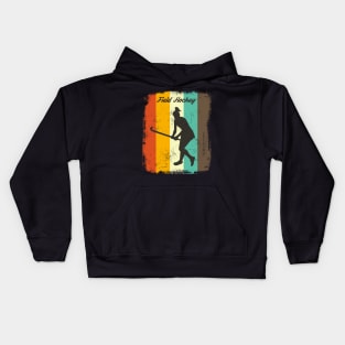 Field Hockey Retro 70s Vintage Hockey Girl Gift Kids Hoodie